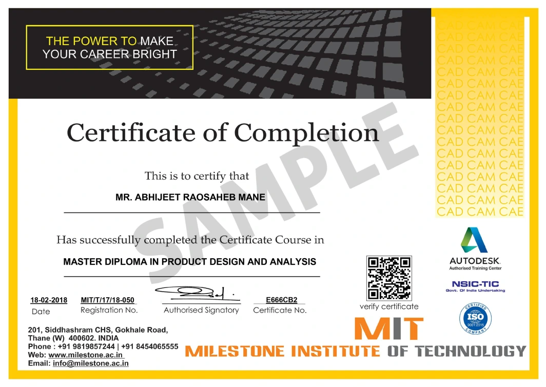 MIT Certification - SolidWorks Course